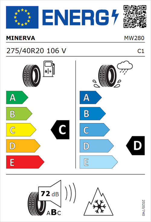 Tyre Label for Minerva S220 275/40R20 106V